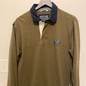 Men’s LL Bean Long Sleeve Rugby Polo - Olive - M - Tall